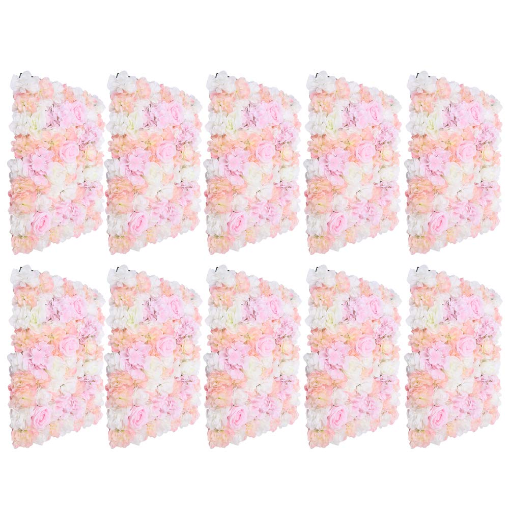 10pcs Artificial Silk Rose Flower Wall Panels - 24