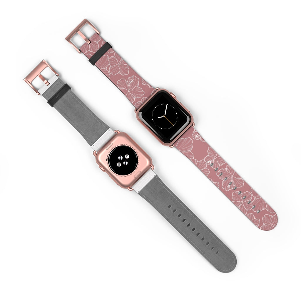 Premium Hibiscus Mauve Apple Watch Band - Soft Silicone Strap for Women & Men - Compatible with All Apple Watch Models - Perfect for Workouts, Running & Everyday Wear