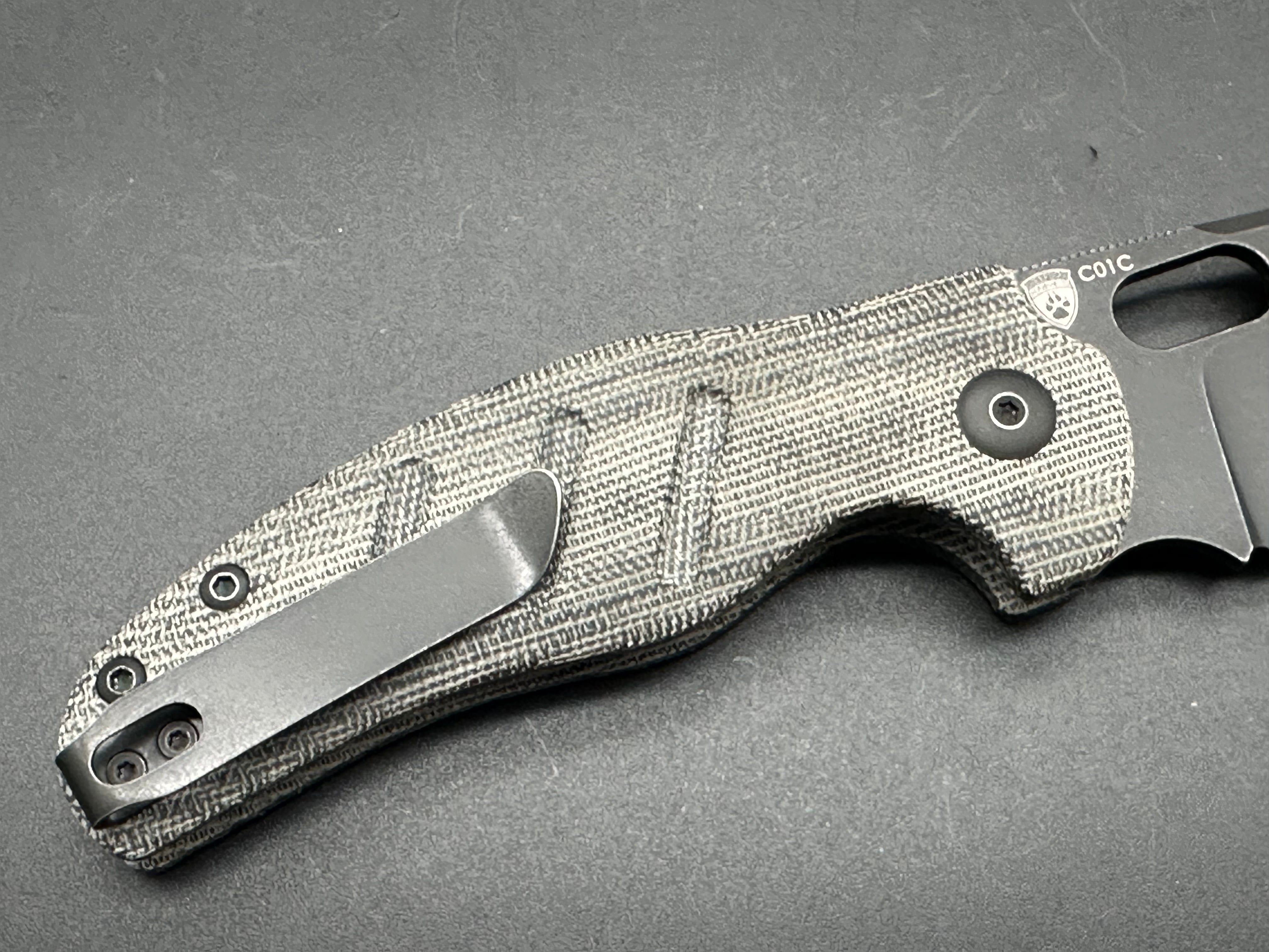 KIZER C01C Sheepdog Pocket Knife - 154CM BlackWash Blade, Button Lock, Micarta Handle (V4488BC1) | EDC Folding Knife for Outdoor, Camping & Everyday Carry