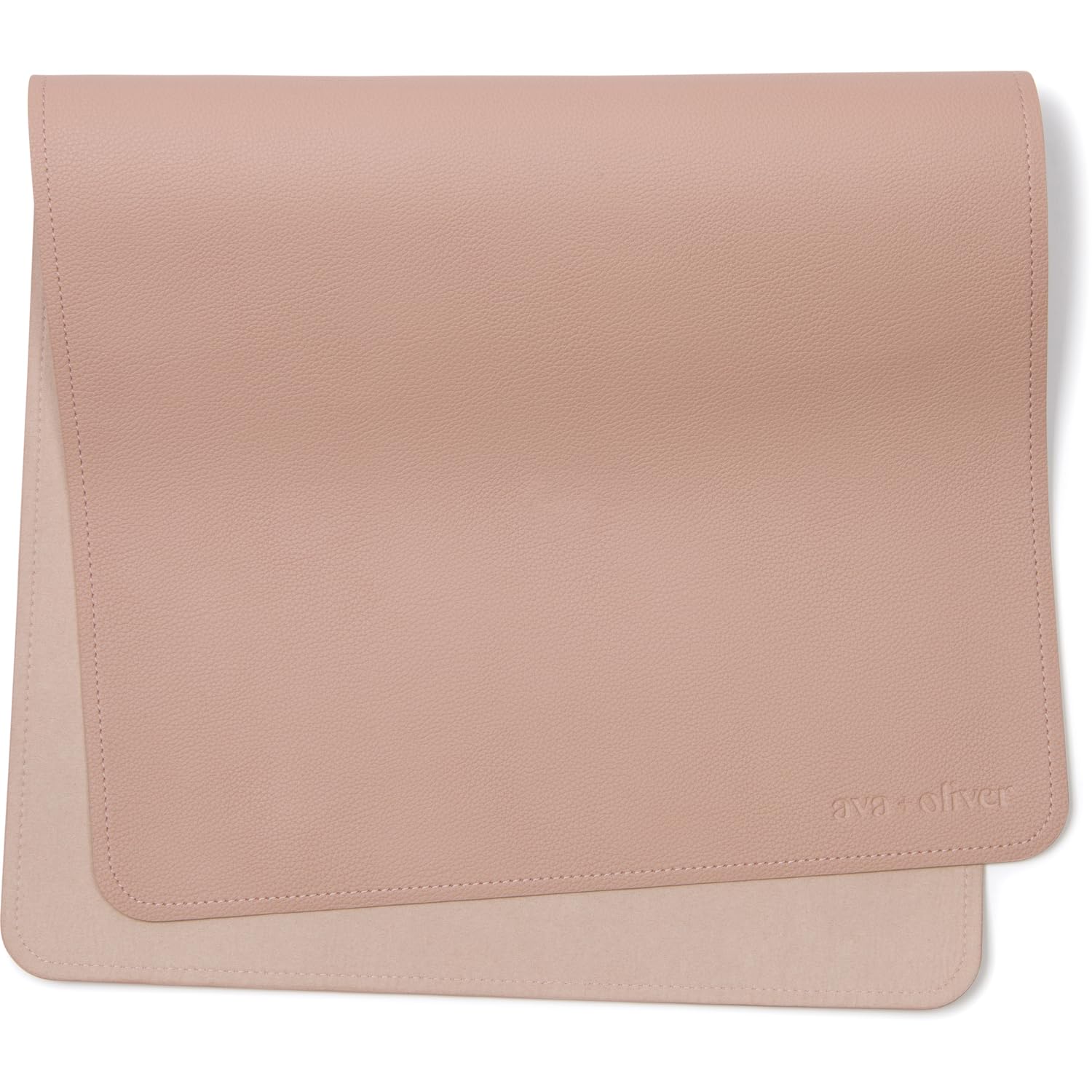 Vegan Leather Baby Changing Mat - 16 x 30 Inch Wipeable & Portable Diaper Changing Pad - Foldable Travel Changing Mat for Nursery, On-the-Go & Diaper Bag (Pink Sand)