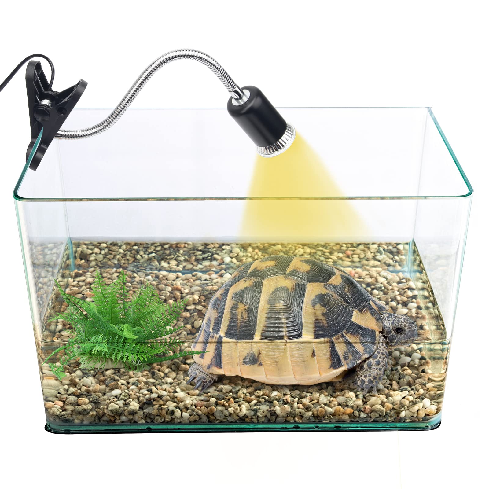 50W UVA UVB Reptile Heat Lamp with 2 Bulbs - 360° Rotatable Adjustable Clips for Turtles, Lizards, Snakes - Perfect for Aquariums, Terrariums & Reptile Habitats - Yellow Light for Daytime Basking & Nighttime Warmth