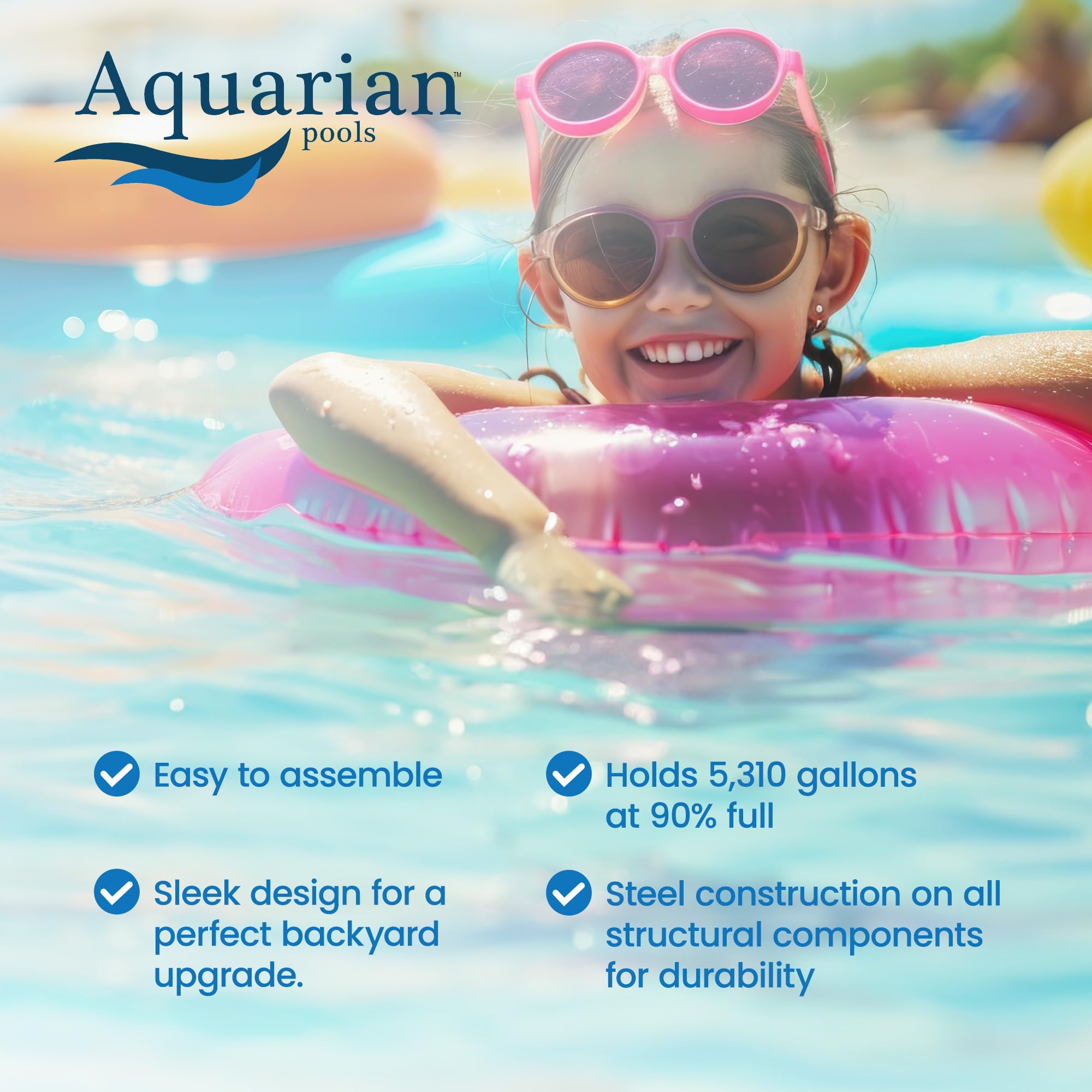 18' Aquarian Steel-Frame Above-Ground Pool Kit with Pump & Leaf Skimmer - Fuzion Series | Perfect for Backyard Swimming, Family Fun & Summer Relaxation