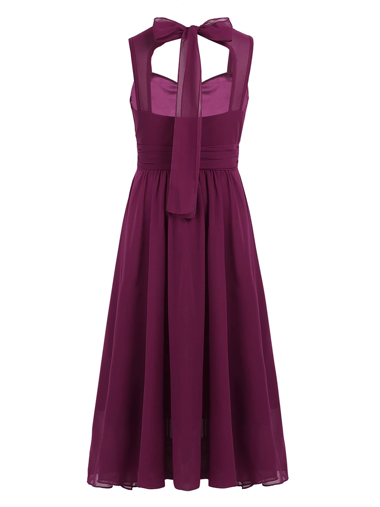 YiZYiF Girls' Ruched Bust Sleeveless Cutout Back Flower Dress for Wedding, Bridesmaid & Formal Occasions - Perfect for Flower Girls, Pageants & Special Events