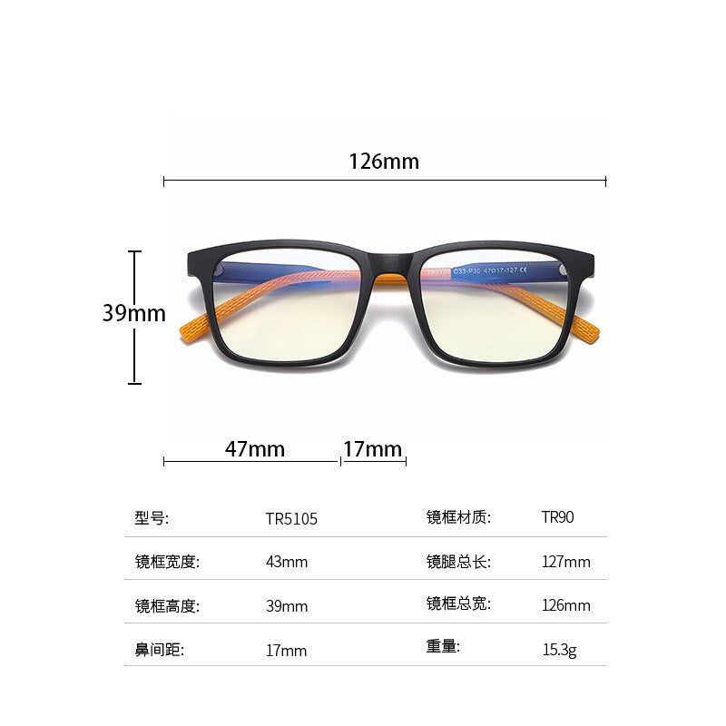 Bclear Kids Square Full Rim Silica Titanium Eyeglasses WD5105 - Durable & Lightweight Children's Glasses for School, Reading & Daily Wear