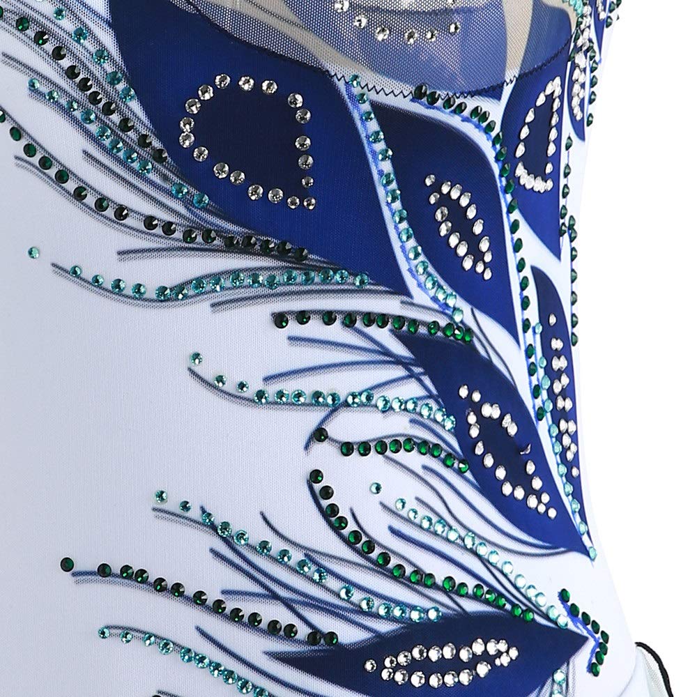 Women's Figure Skating Dress - White Peacock Spandex High Elasticity Competition Skating Wear, Handmade Sleeveless Ice Skating Costume for Girls & Adults | Perfect for Performances, Competitions & Practice