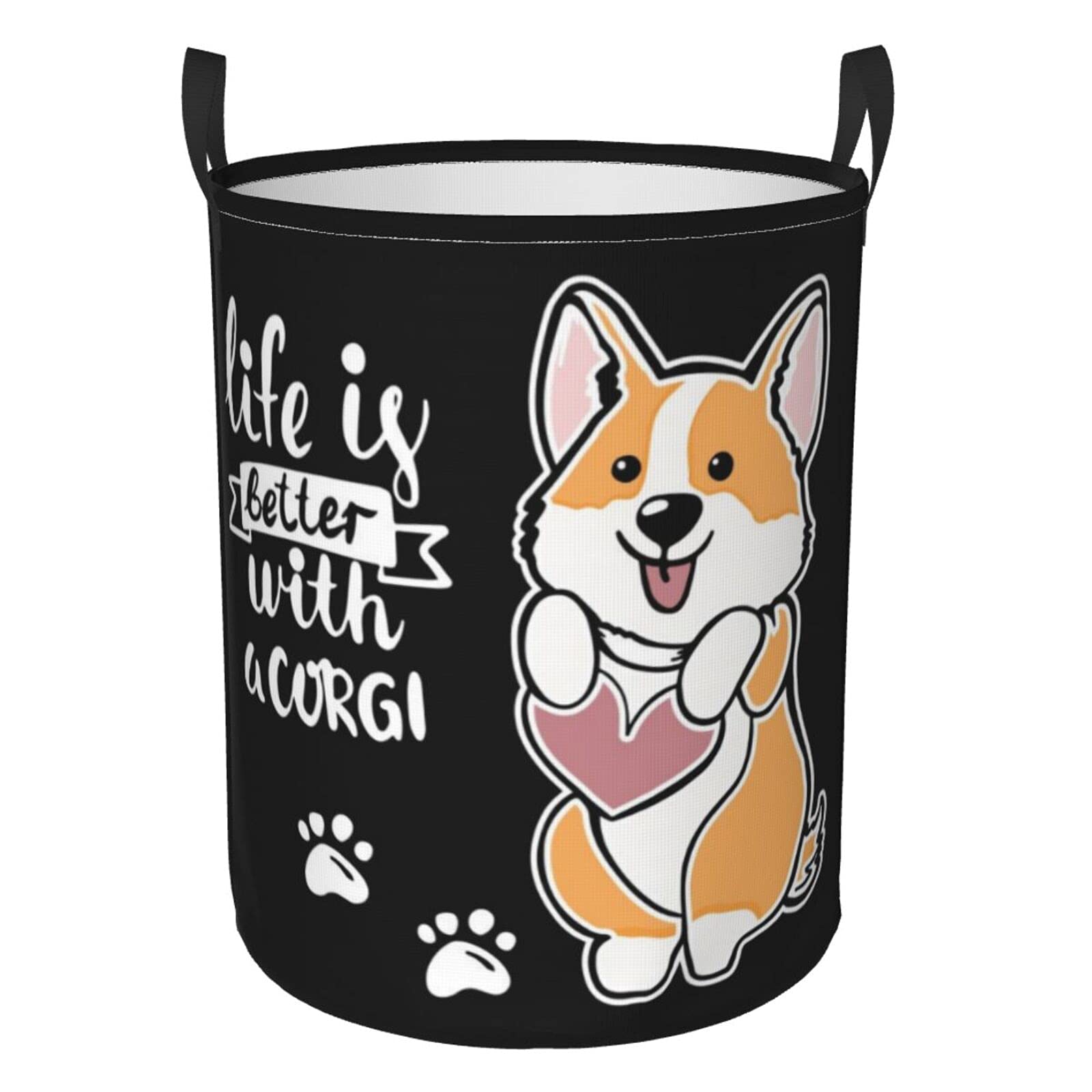 Premium Corgi Dog Collapsible Laundry Basket with Handle - Waterproof Fabric Hamper for Clothes, Toys & Storage - Foldable Organizer Bin for Bathroom, Bedroom & Nursery - Large Capacity Dirty Clothes Basket (Ideal for Pet Lovers & Home Organization)