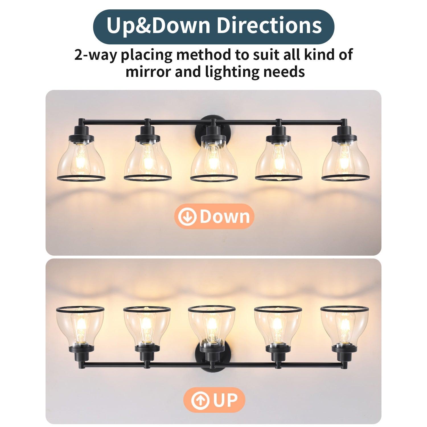 Stylish Hermosa Modern 5-Light Bathroom Vanity Light in Polished Nickel & Black - Perfect for Contemporary Bathrooms, Powder Rooms & Spa-Like Retreats