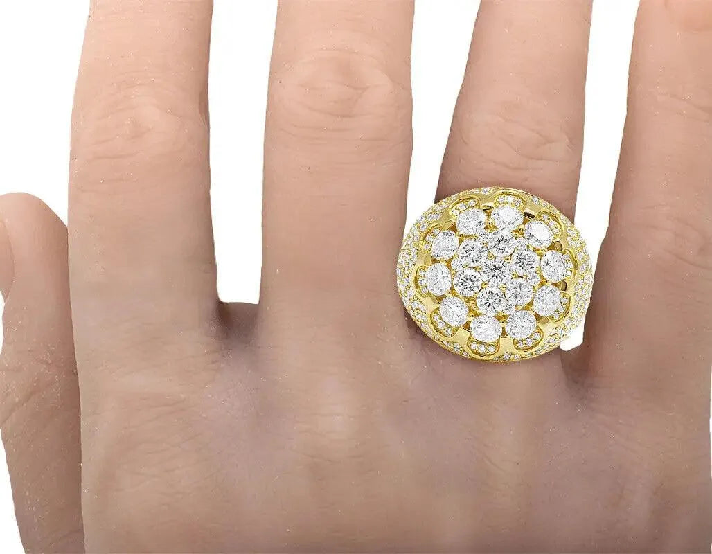 14K Yellow Gold Men's Flower Cluster XL 3D Lab-Grown Diamond Pinky Ring - 24MM, 7.75CT | Luxury Statement Jewelry for Weddings, Parties & Special Occasions