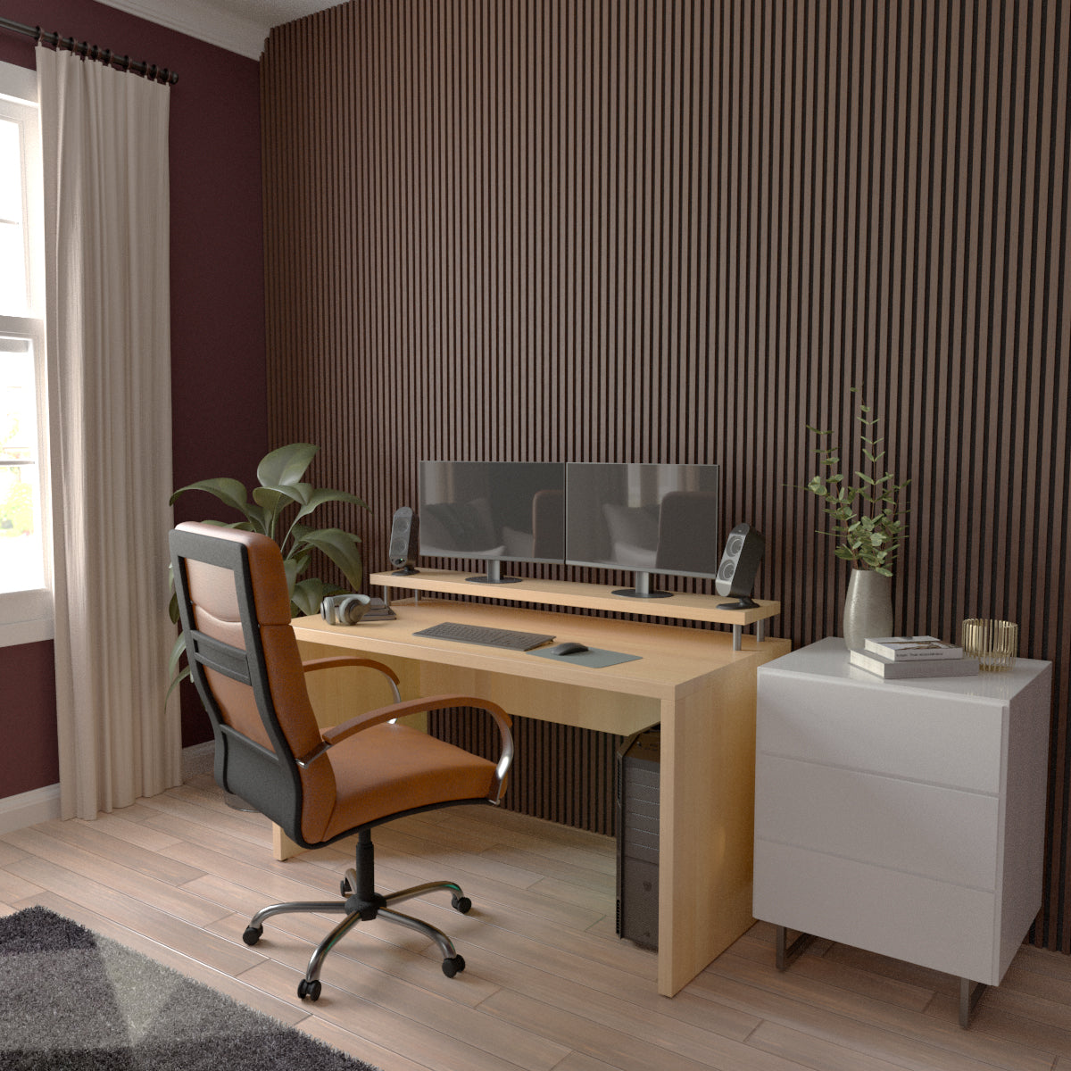 Premium Acoustic Slat Wood Wall Panels - Natural Sound Absorption for Home Theater & Office Decor