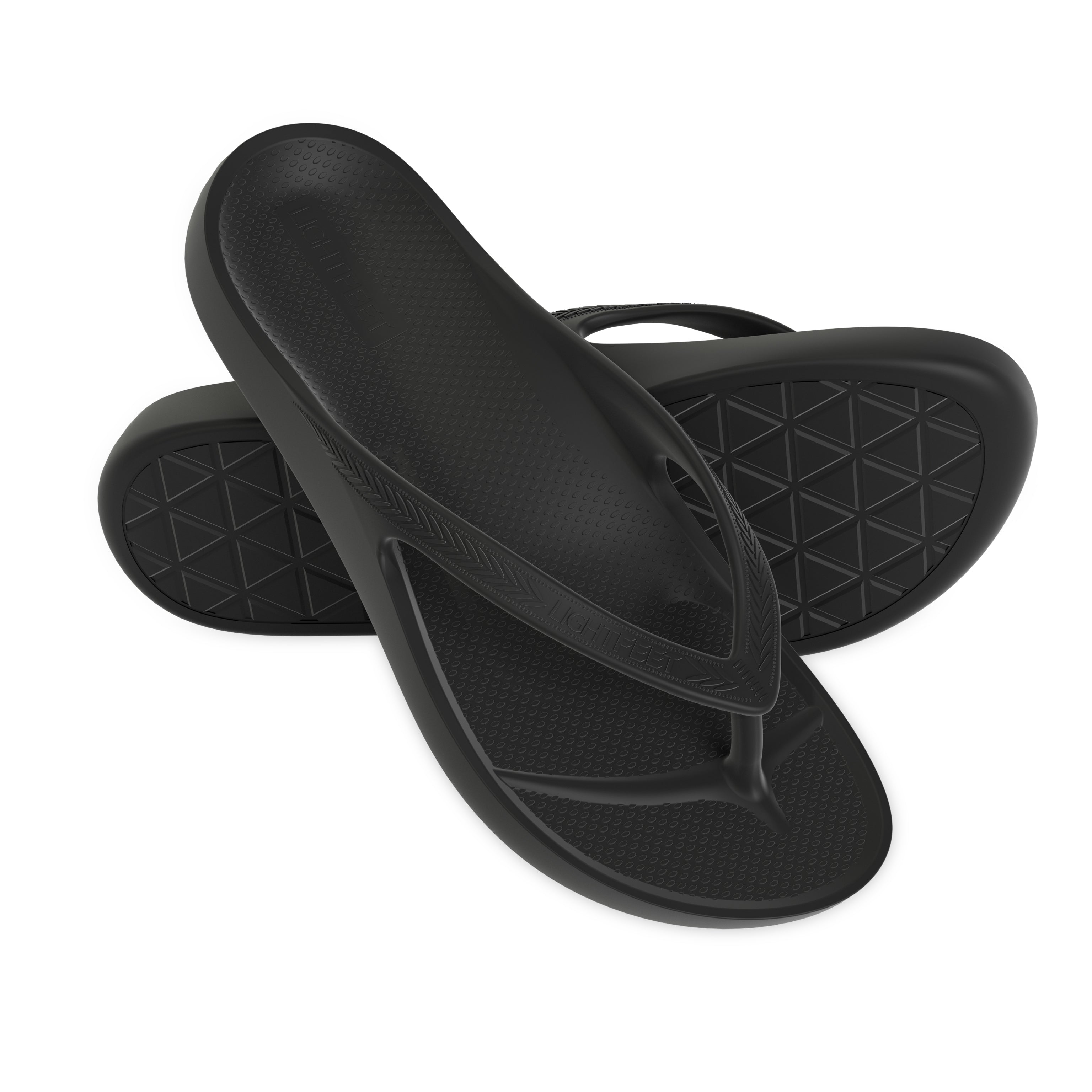 LightFeet Arch Support Flip Flops for Women & Men - Comfortable Orthopedic Sandals with Cushioning - Perfect for Beach, Pool, Travel & Everyday Wear - Black