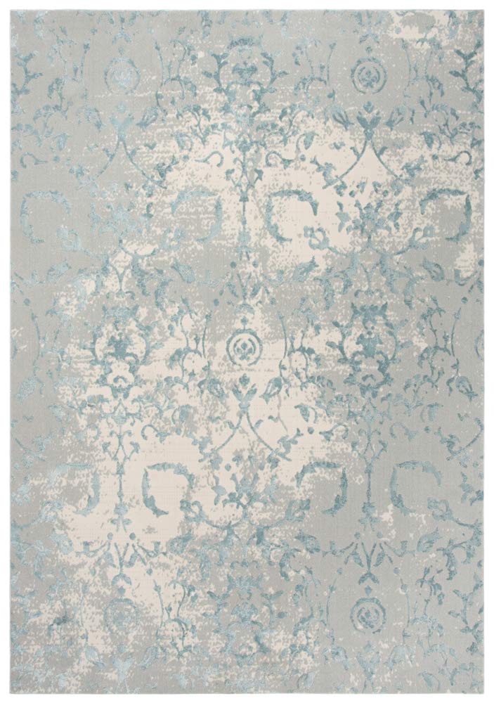 Gatney Rugs Midtown Area Rug CHS103 - Gray & Blue Floral Design 3'11