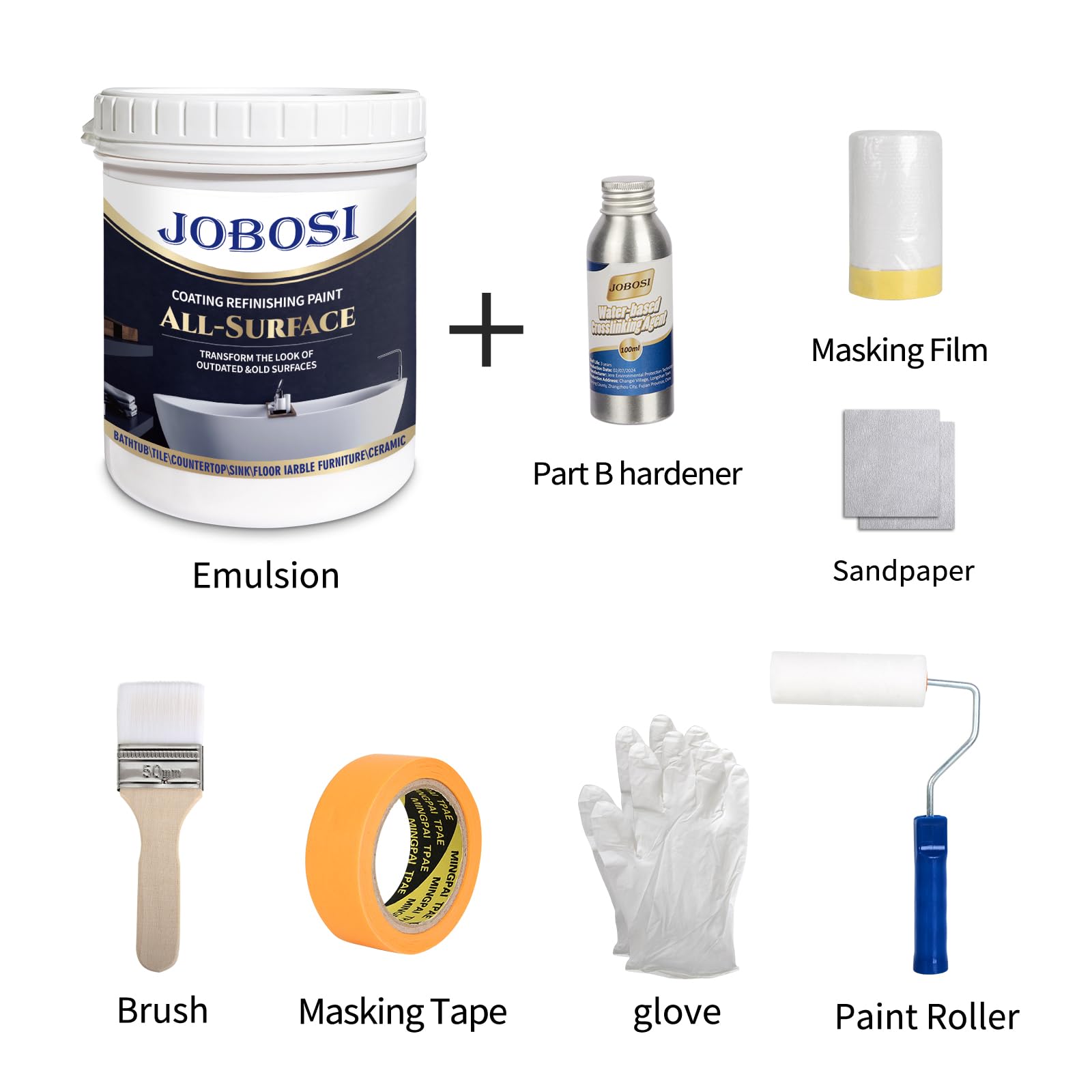 Water-Based Tile Paint & Refinishing Kit - 32 Fl Oz Covers 50-55 Sq Ft - Bathtub, Bathroom Wall, Countertop, Sink Resurfacing Paint - Low Odor, Non-Toxic, Waterproof - Easy to Use - Black | Perfect for Kitchen, Bathroom & Home Renovation Projects