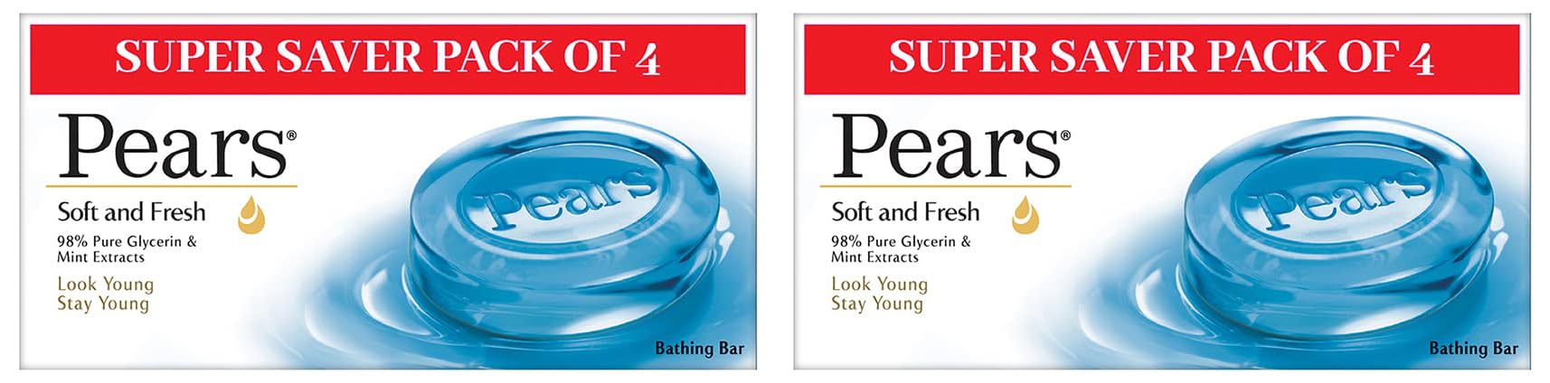 Pears Soft & Fresh Glycerin Mint Soap Bar (8-Pack) - Paraben-Free Moisturizing Body Soap for Smooth Skin - Ideal for Men & Women - Perfect for Daily Bath, Shower & Gift Sets