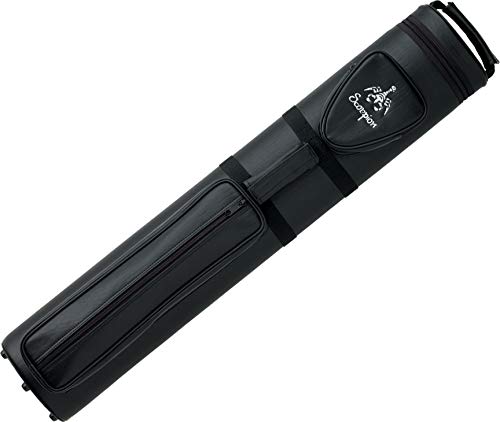 Scorpion SC35 3x5 Oval Hard Vinyl Pool Cue Case - Black with Logo - Durable Billiard Accessory for Tournament & Home Use