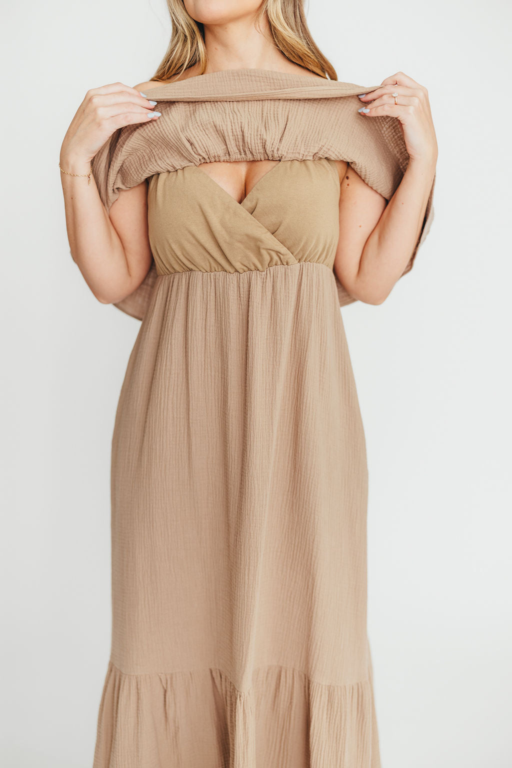 Josie 100% Cotton Maxi Dress in Dry Thyme - Bump & Nursing Friendly Maternity Dress for Pregnancy & Breastfeeding | Perfect for Casual Outings, Beach Vacations & Summer Wear