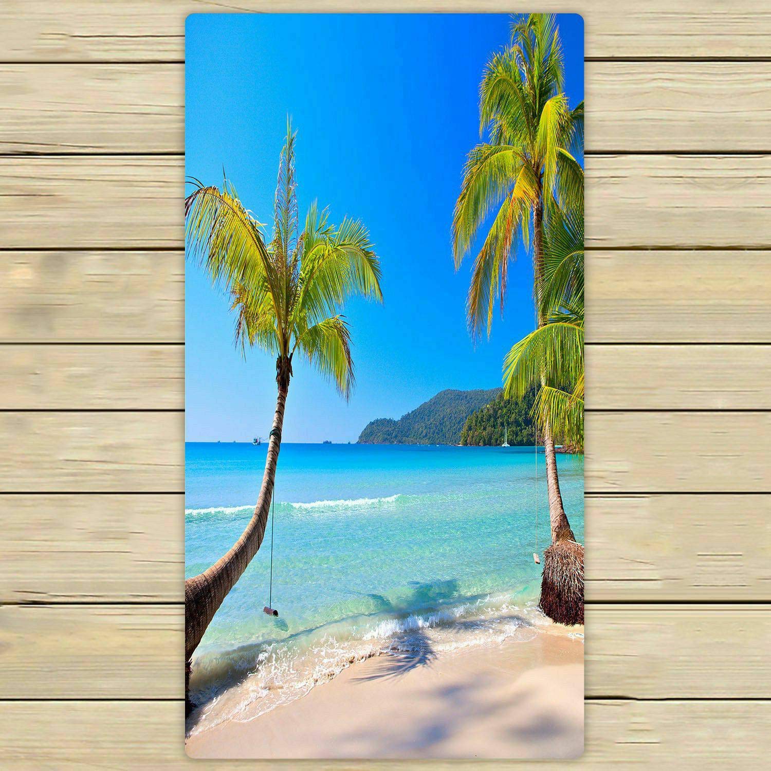 Sunny Tropical Beach Bath Towels - Soft & Absorbent 30x56 Inch for Pool, Spa, Shower - Blue Sky Design for Home, Outdoor & Travel Use