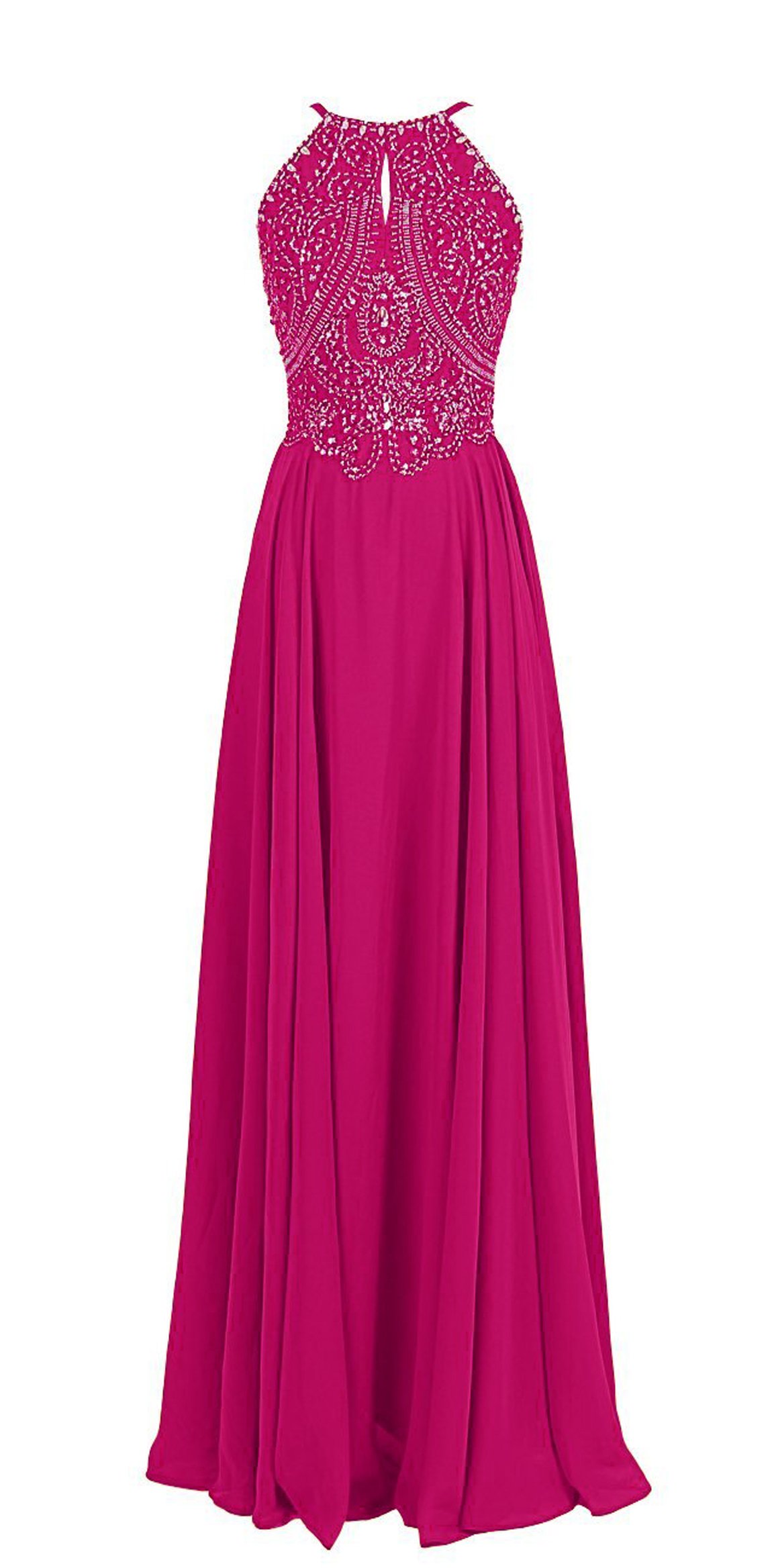 Elegant Beaded Chiffon Prom Dress with Straps - BD100 Long Evening Gown for Homecoming, Wedding, and Formal Events