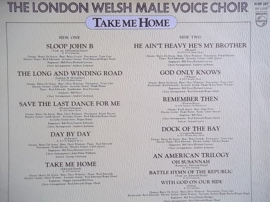 London Welsh Male Voice Choir - Take Me Home Vinyl LP Record | Classic Welsh Choir Music for Relaxation, Gifts & Home Decor