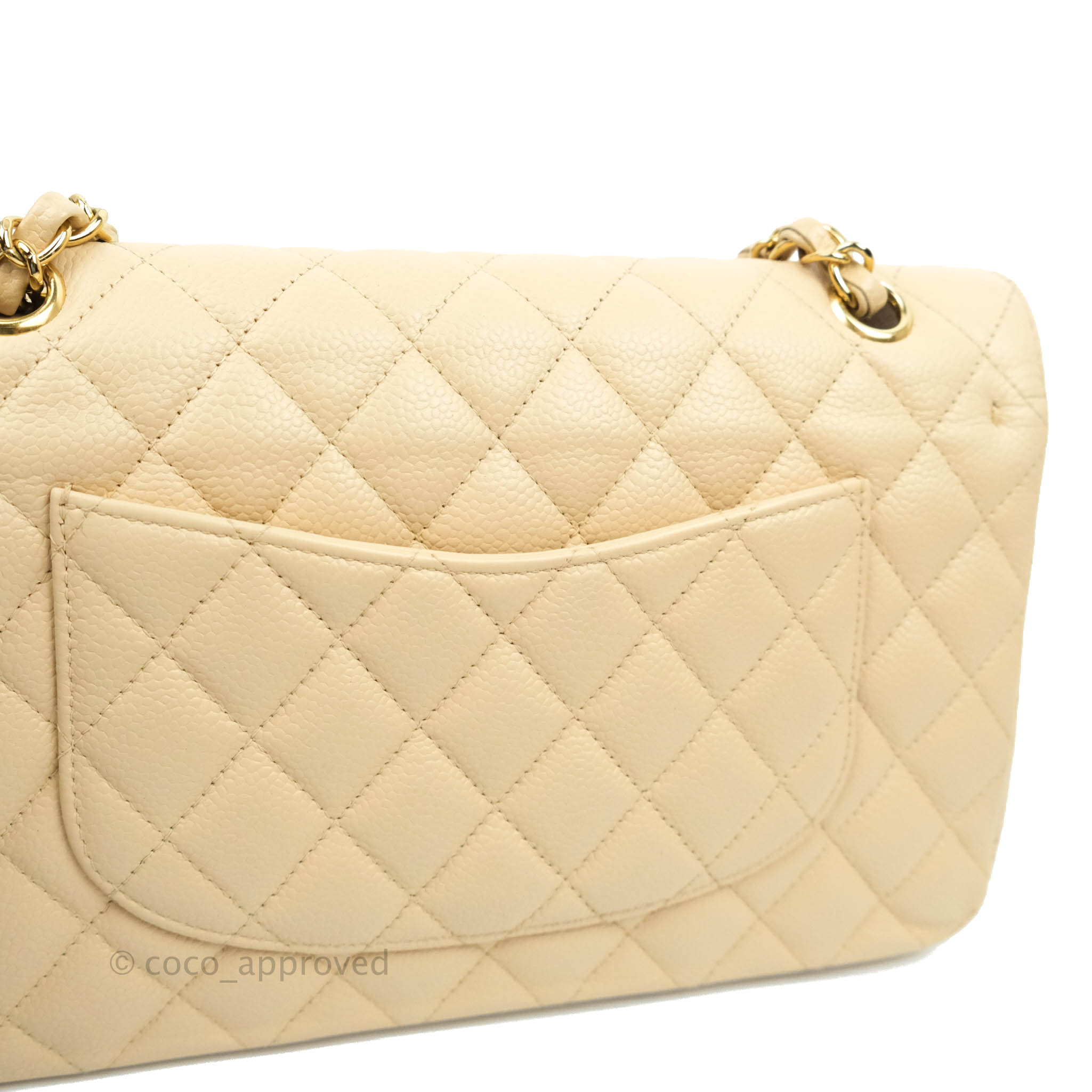 Chanel Classic Medium Double Flap Bag in Beige Caviar Leather with Gold Hardware - Luxury Designer Handbag for Women, Perfect for Work, Evening Events & Special Occasions