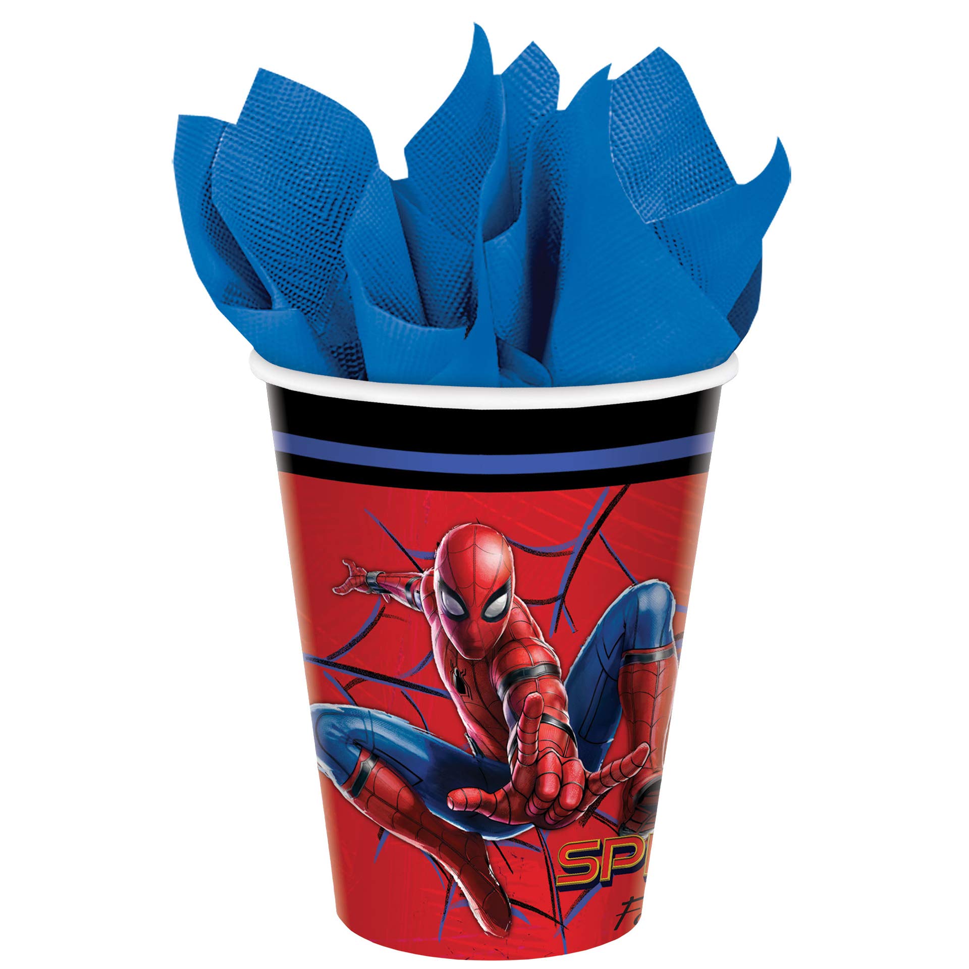Spider-Man: Far From Home 9oz Party Paper Cups (8 Count) - Superhero Themed Disposable Cups for Birthday Parties, Movie Nights & Kids Events