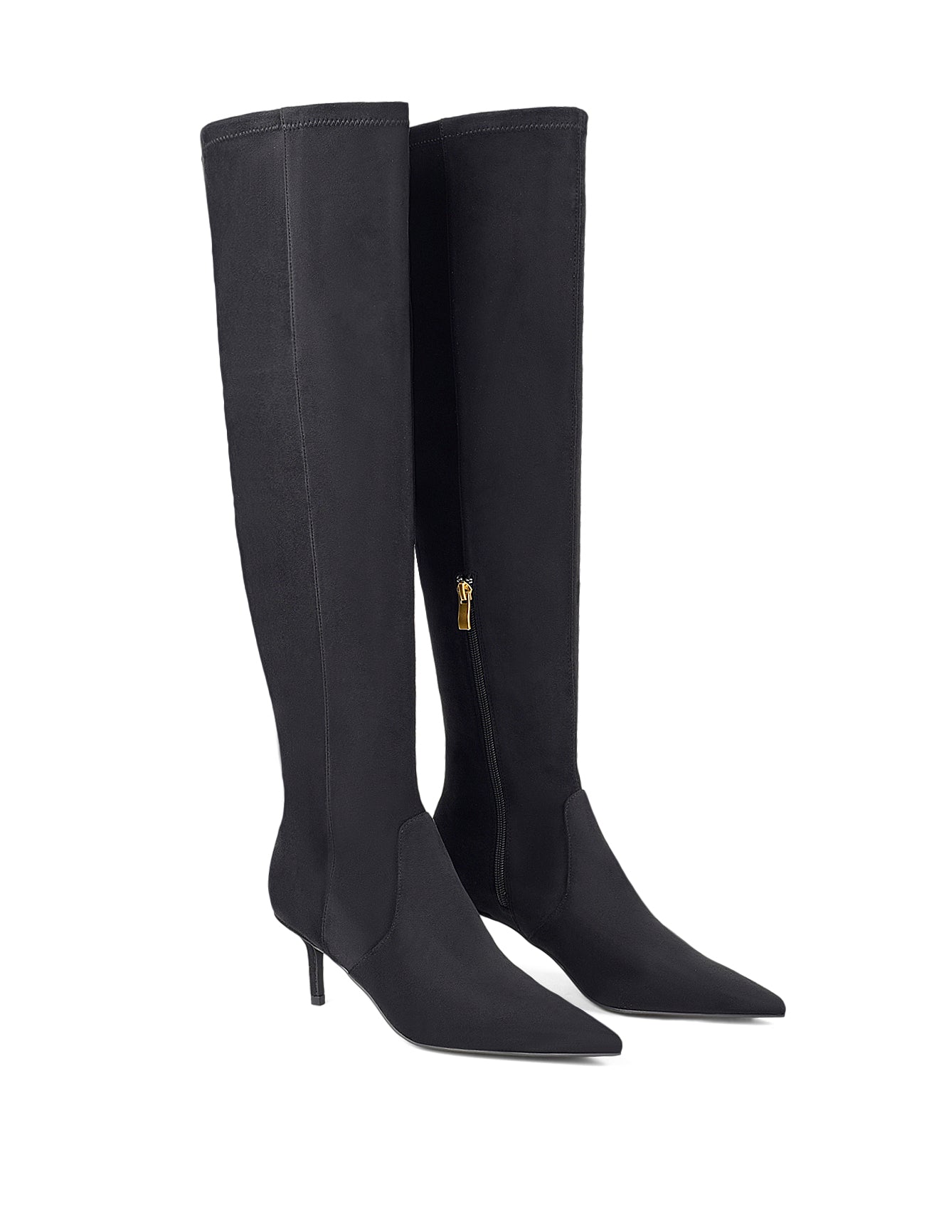 Yonas Women's Black Stretch Microsuede Long Boots - Comfortable Knee High Boots for Winter, Fall & Casual Outfits