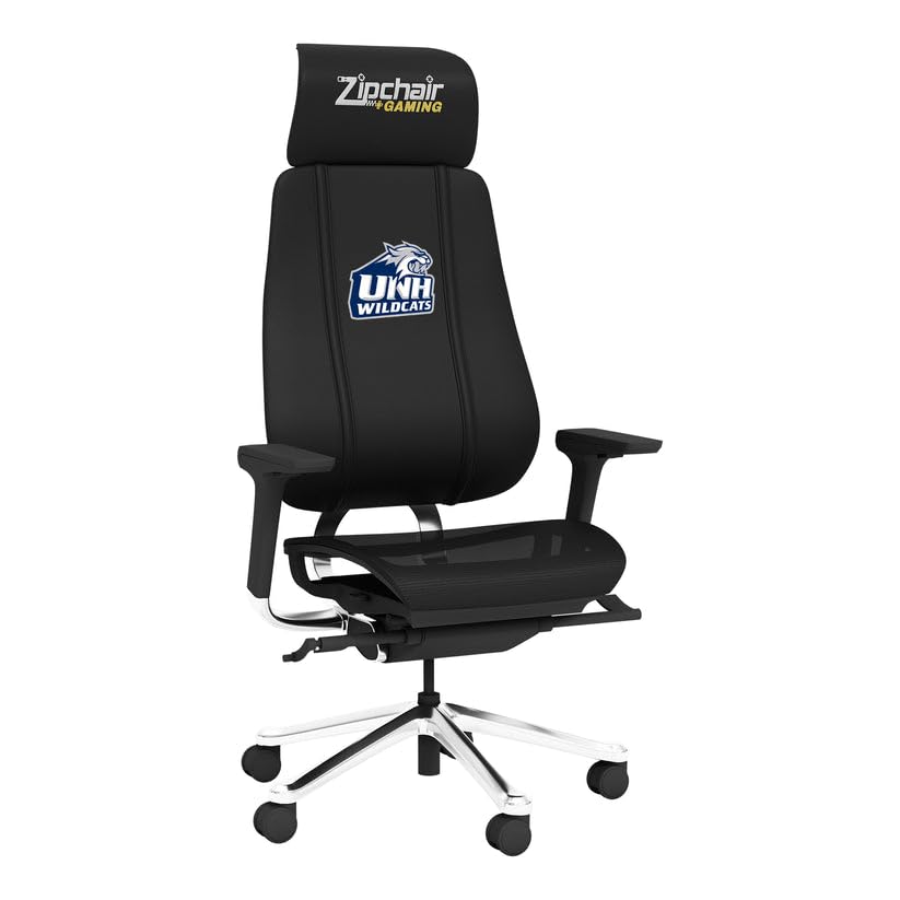 PhantomX Black Mesh Gaming Chair with New Hampshire Wildcats Embroidered Logo - Ergonomic Office & Esports Chair for PC Gaming, Streaming, and Home Office Setup