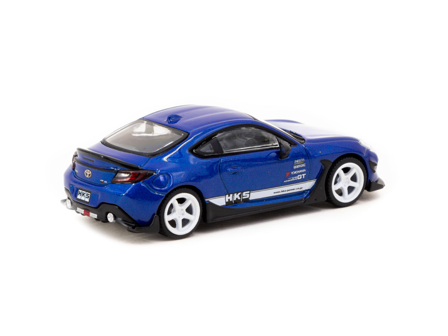 Tarmac Works 1/64 HKS Toyota GR86 Blue Metallic Diecast Model Car - Collectible Toy Vehicle for Display & Racing Scenes