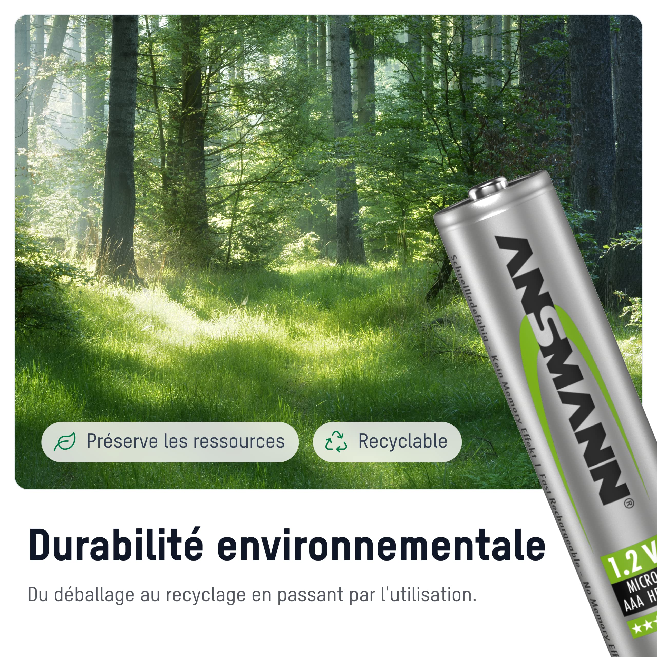ANSMANN 1.2V 1000mAh AAA Rechargeable Batteries (4-Pack) - NiMH Low Self-Discharge Batteries for Cordless Phones, Baby Monitors, Walkie Talkies, Remote Controls - Long Lasting Power for Home & Office Electronics