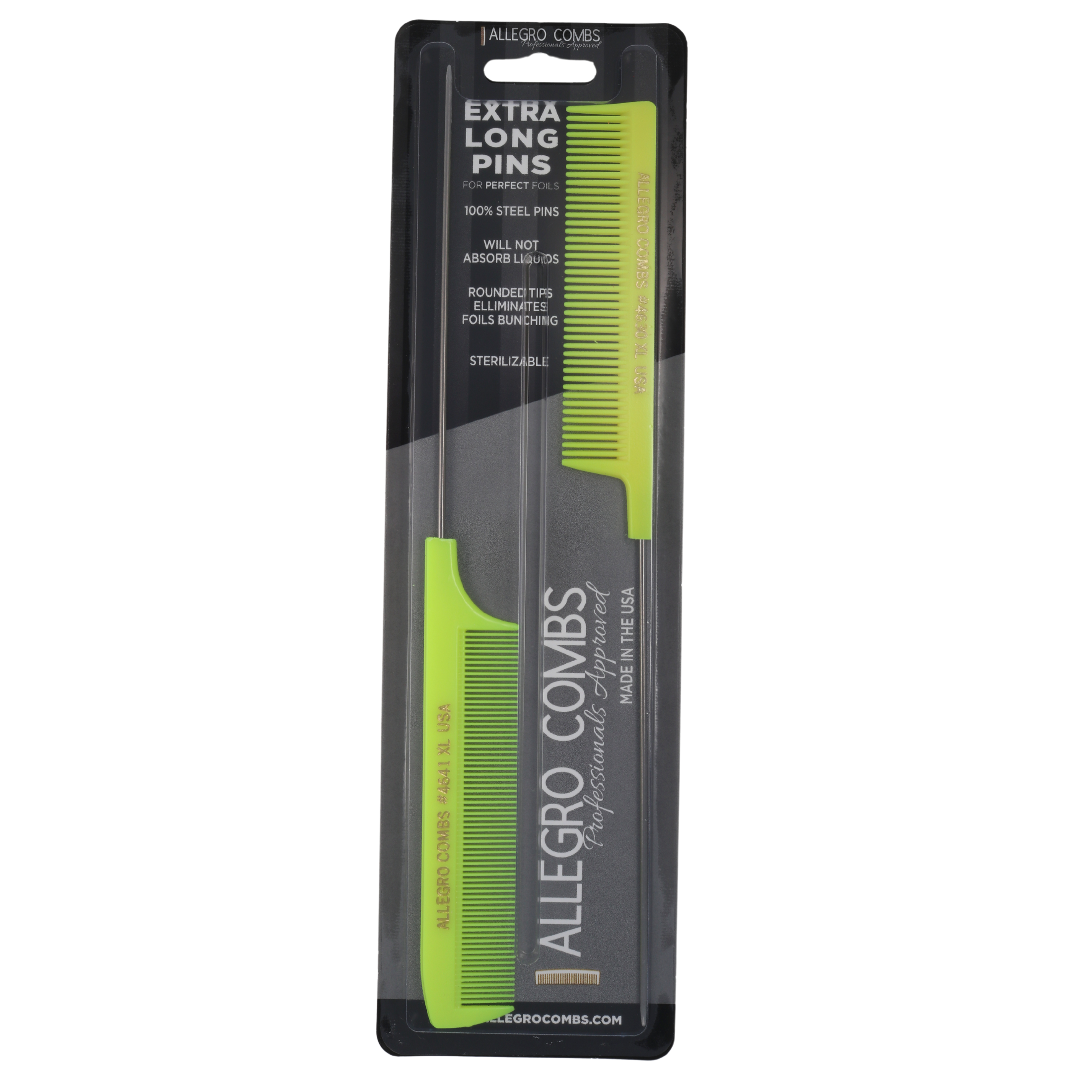 Allegro Combs XL Pintail Parting & Foiling Combs Set - Professional Hair Styling Tools for Salon & Home Use