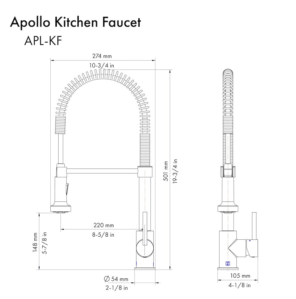 ZLINE Autograph Edition Apollo Pull Down Spring Single Handle Kitchen Faucet in Matte Black & Champagne Bronze - Modern High Arc Design for Easy Dishwashing & Food Prep, Perfect for Farmhouse & Contemporary Kitchens (APL KF ZMBCB)