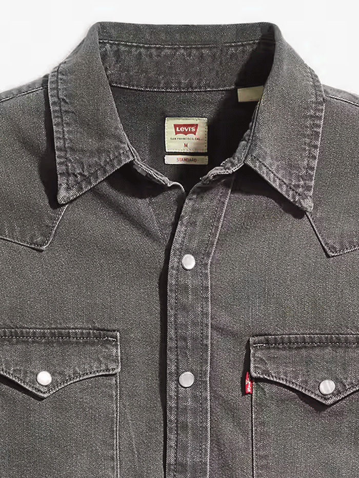 Levi's Men's Classic Standard Fit Western Shirt - Calypso Grey Stonewash | Casual & Work Wear for Everyday Style