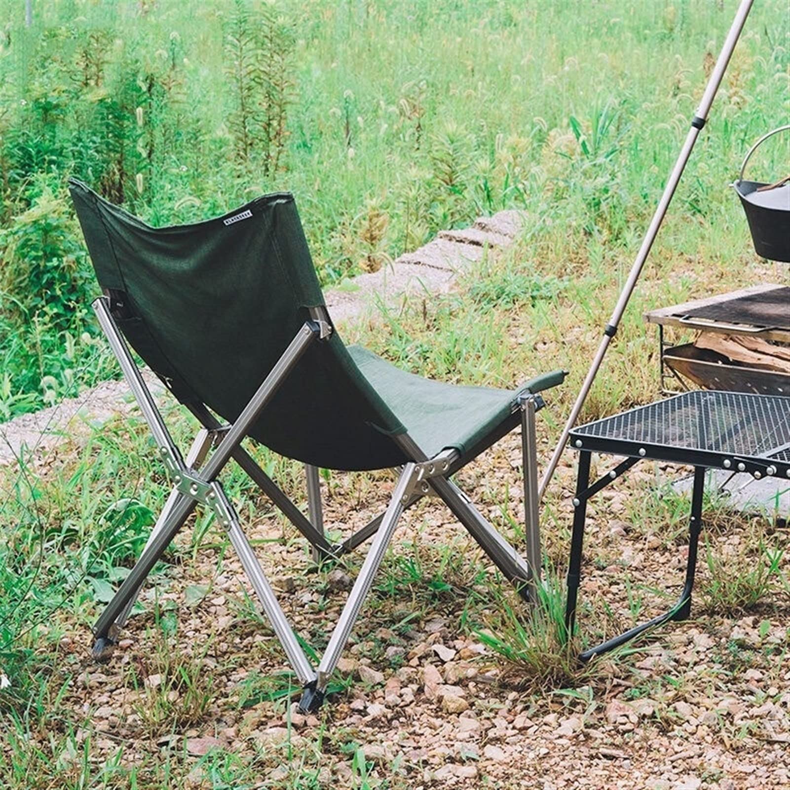 Portable Folding Camping Table - Lightweight Aluminum Alloy Picnic BBQ Table with 2 Chairs (Gold) - Perfect for Outdoor Adventures, Backyard Parties & Beach Trips