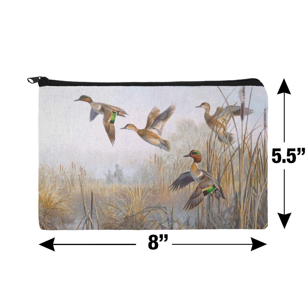 Green-Winged Teal Ducks Hunting Cosmetic Bag - Waterproof Makeup Organizer Pouch for Travel & Outdoor Adventures | Perfect for Hunters, Camping & Daily Use