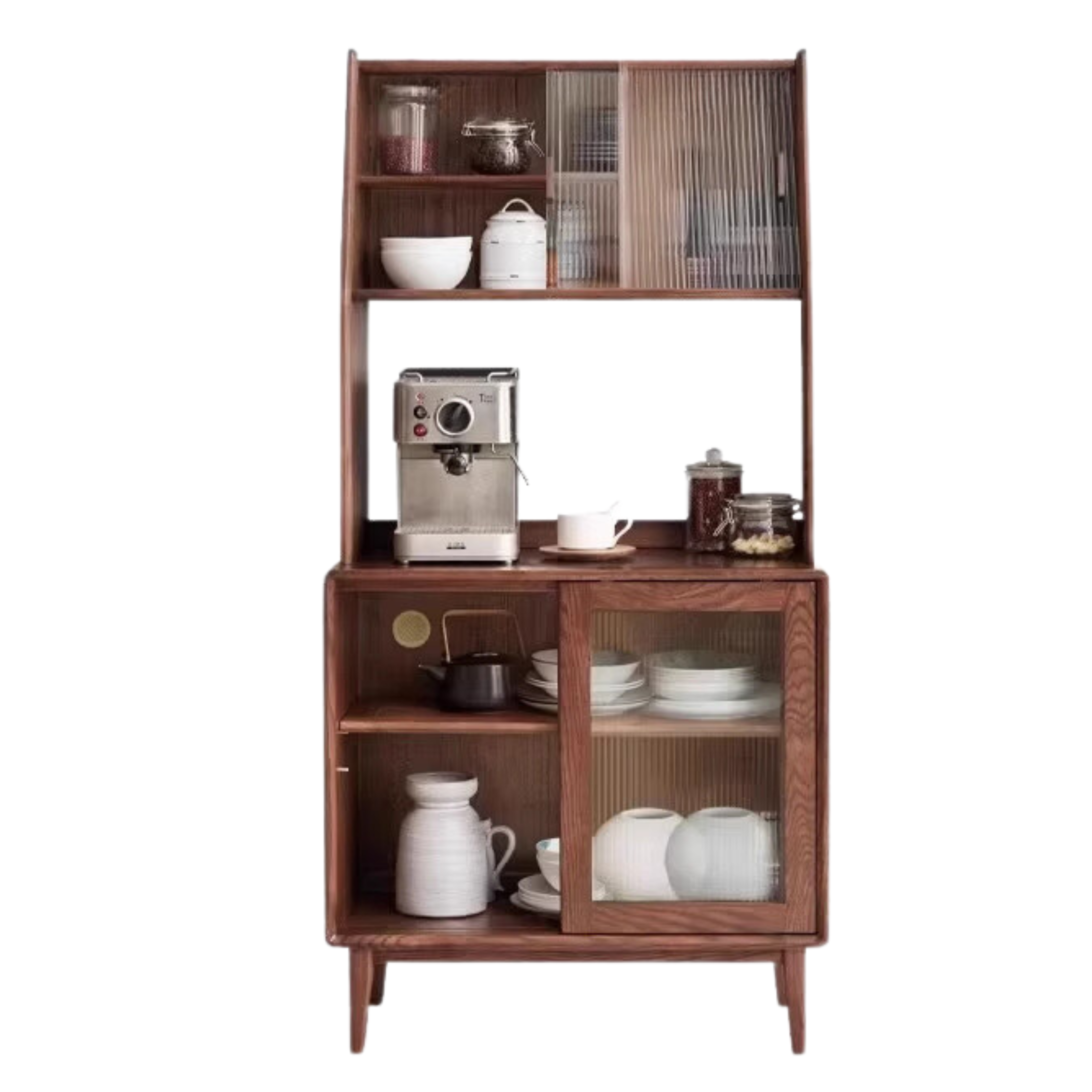 Solid Oak Wood Sideboard Buffet Cabinet - Rustic Farmhouse Dining Room Storage for Dishes, Linens & Entertaining Essentials