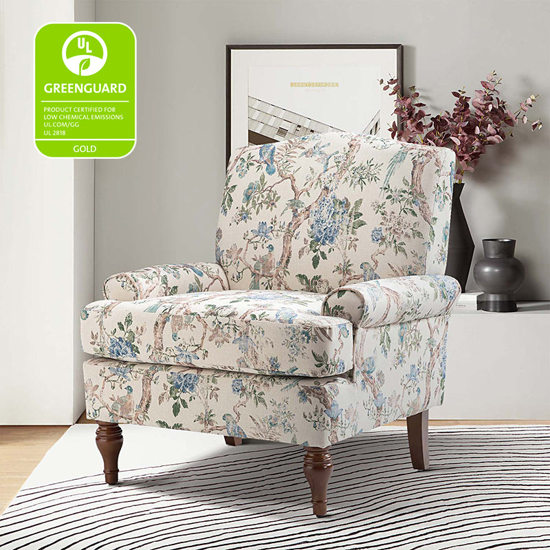 Dominik Armchair - Modern Accent Chair for Living Room, Bedroom & Office - Stylish Upholstered Lounge Chair with Wooden Legs - Perfect for Relaxing, Reading & Decor