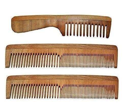 KAVIN Handmade Neem Wood Comb for Kids & Adults - Natural Hair Growth & Dandruff Control - Pack of 1 (M11) - Perfect for Daily Hair Care & Scalp Massage