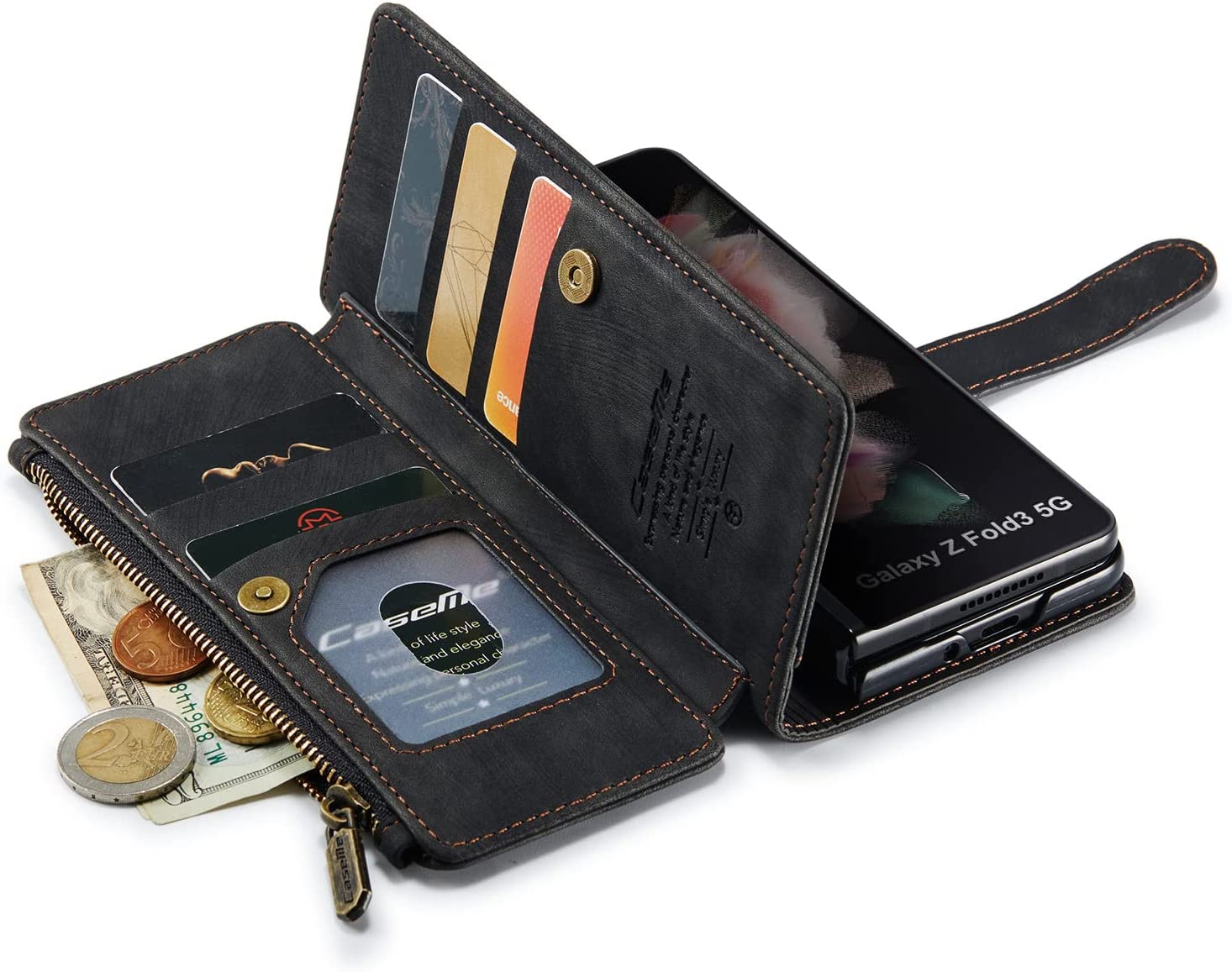 Samsung Galaxy Z Fold 4 Case with Magnetic Wallet - Premium Protective Cover for Z Fold 4 (Black) | Perfect for Business, Travel & Everyday Use