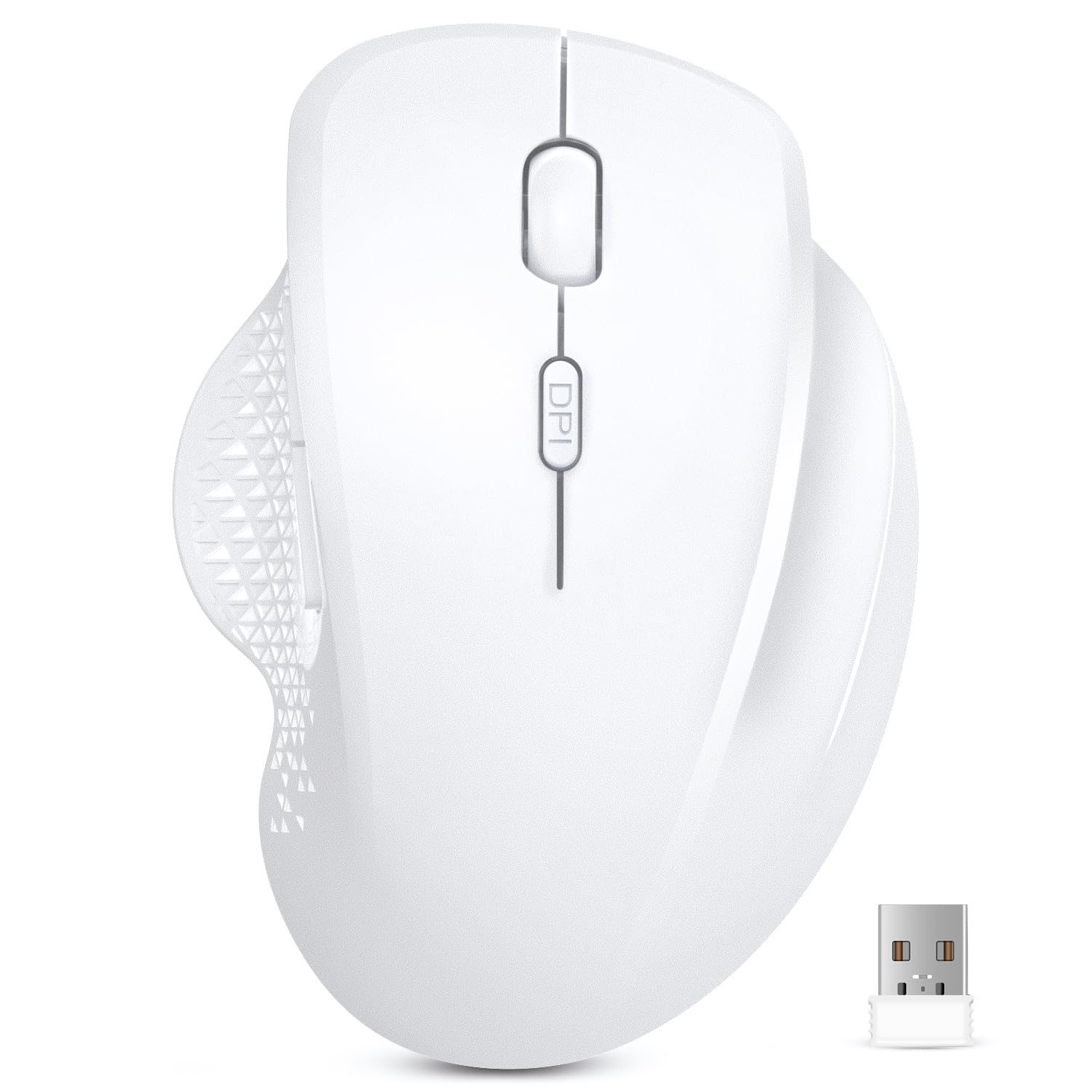 Wireless Mouse for Laptop - 2.4GHz Bluetooth Ergonomic Computer Mouse with USB Receiver, Rechargeable Portable PC Mouse for Windows Mac Notebook (White) | Perfect for Office, Home & Travel Use
