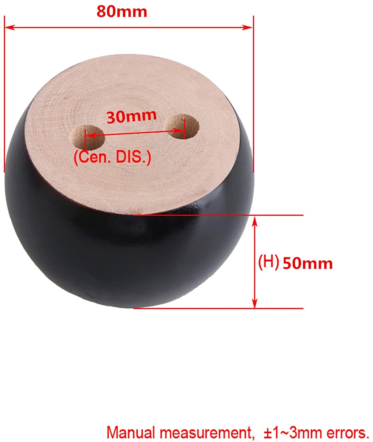 4PCS Black Wooden Round Furniture Bun Feet 2