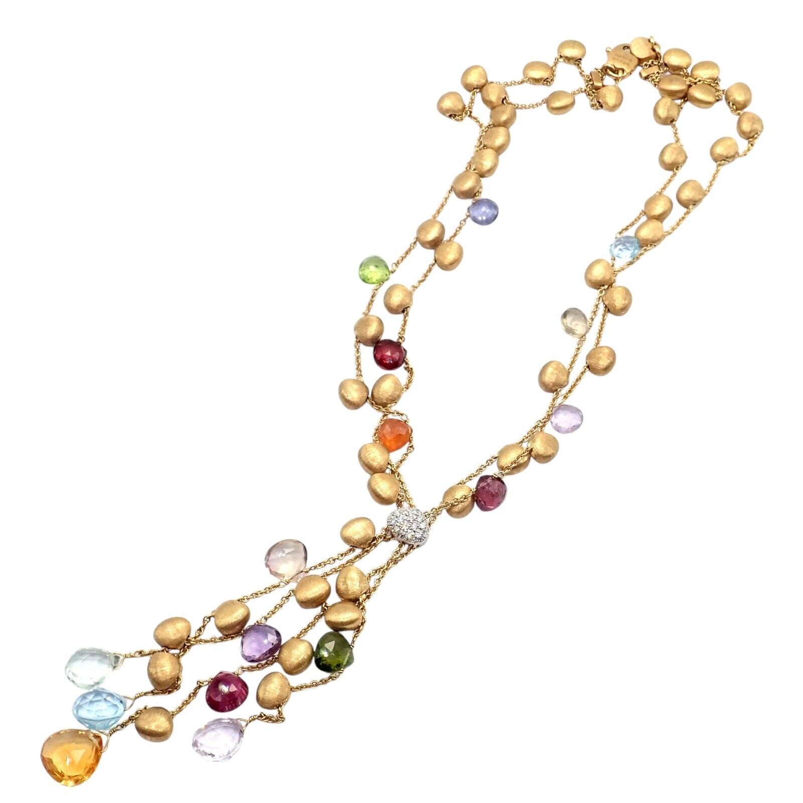 Authentic Marco Bicego 18k Yellow Gold Paradise Gemstone Diamond Necklace for Women - Elegant Jewelry Gift for Anniversary, Wedding & Special Occasions