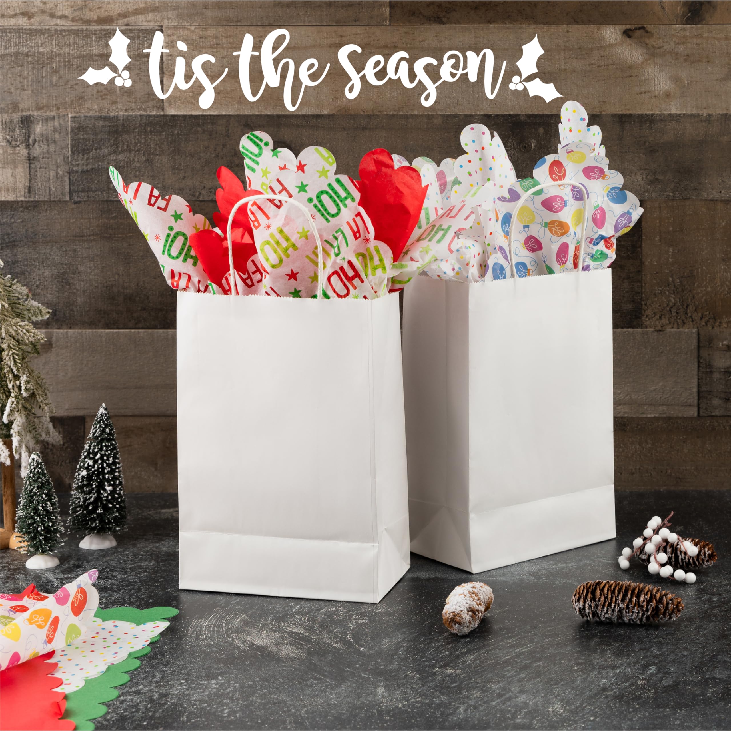 Premium Christmas Tissue Paper for Gift Bags - 100 Sheets Holiday Gift Wrapping Paper Bulk Pack - Perfect for Christmas Presents, Party Favors & Festive Decorations
