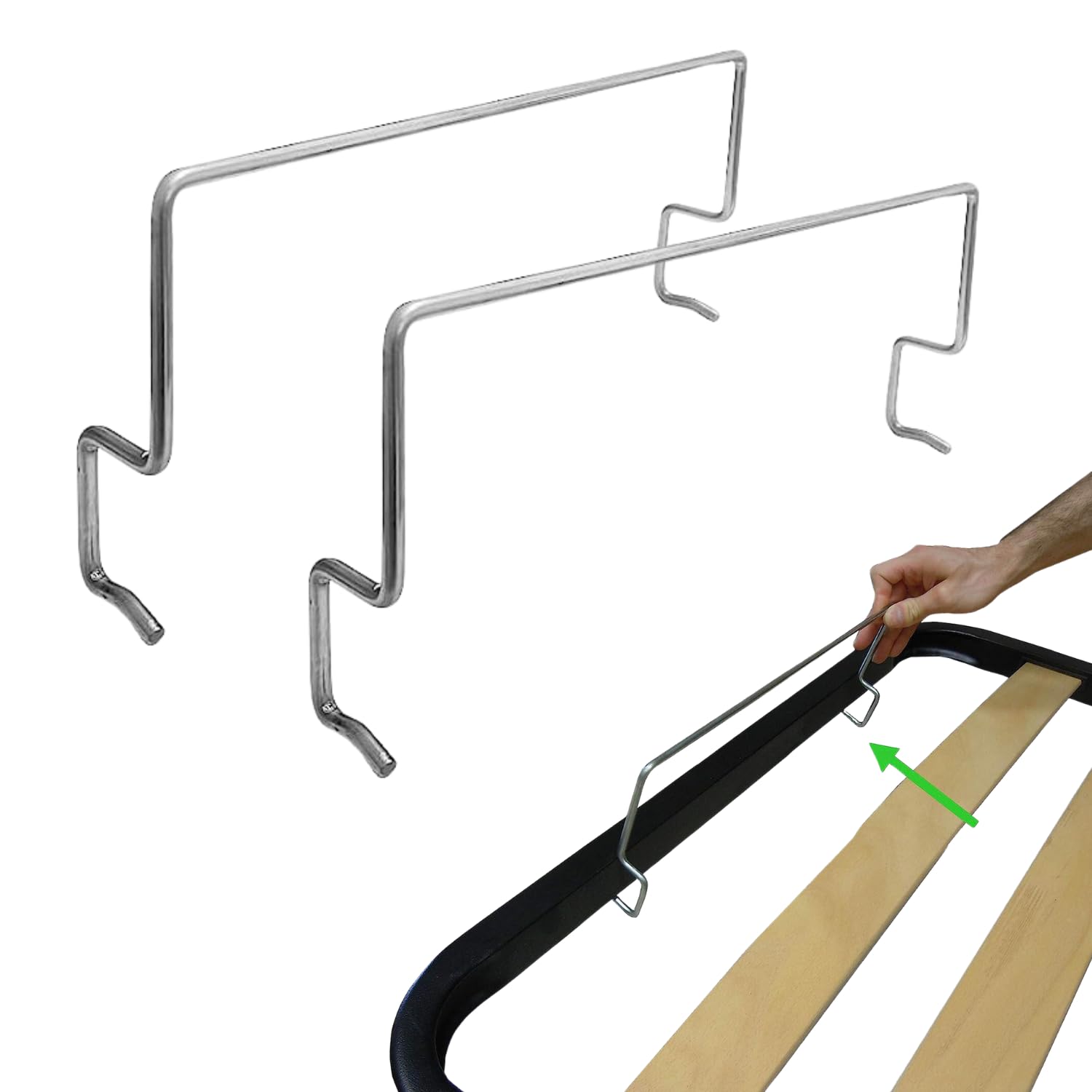 Evotrade 2-Pack Iron Bed Stoppers - Heavy Duty Mattress Stoppers for Bed Risers, Storage Containers & Furniture - Front & Side Installation (Perfect for Dorm Rooms, Guest Beds & Home Organization)