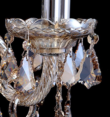 8-Light K9 Crystal Chandelier - Modern Luxury Candle Pendant Ceiling Lamp in Cognac - 31x28 Inch for Dining Room, Living Room, Bedroom & Hallway - Perfect for Home Decor, Wedding Gifts & Luxury Interior Lighting