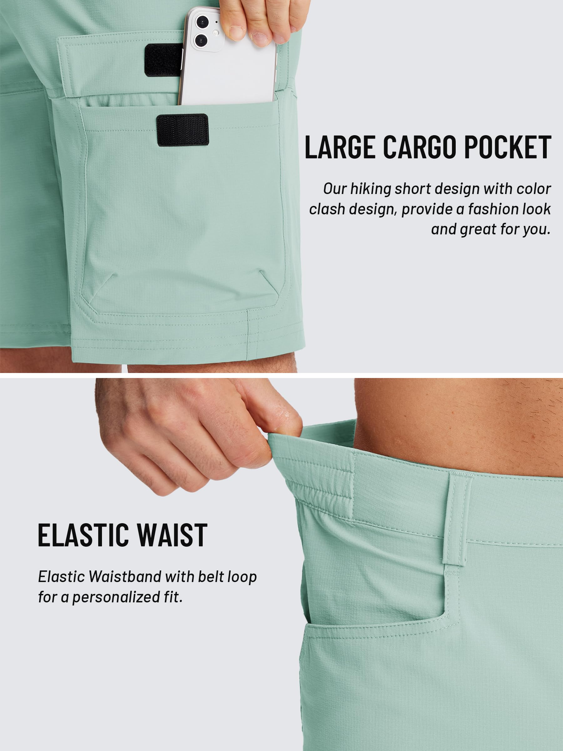 TACVASEN Men's Quick Dry Cargo Shorts - Lightweight Summer Outdoor Hiking Work Casual Shorts with Pockets (No Belt Included) - Perfect for Camping, Travel & Everyday Wear