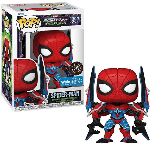 Funko Pop! Marvel Mech Strike: Monster Hunters Spider-Man Chase Glow-in-the-Dark Limited Edition Collectible Figure - Perfect for Marvel Fans & Comic Book Collectors