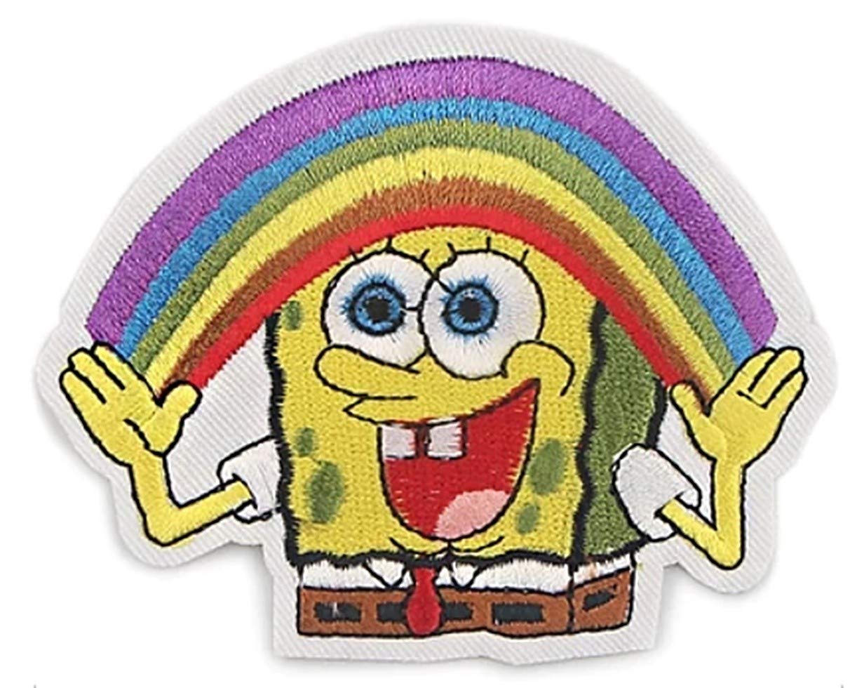 SpongeBob SquarePants Rainbow Embroidered Iron-On Patch 3 Inch - Cartoon Character Applique for Jackets, Backpacks & DIY Crafts