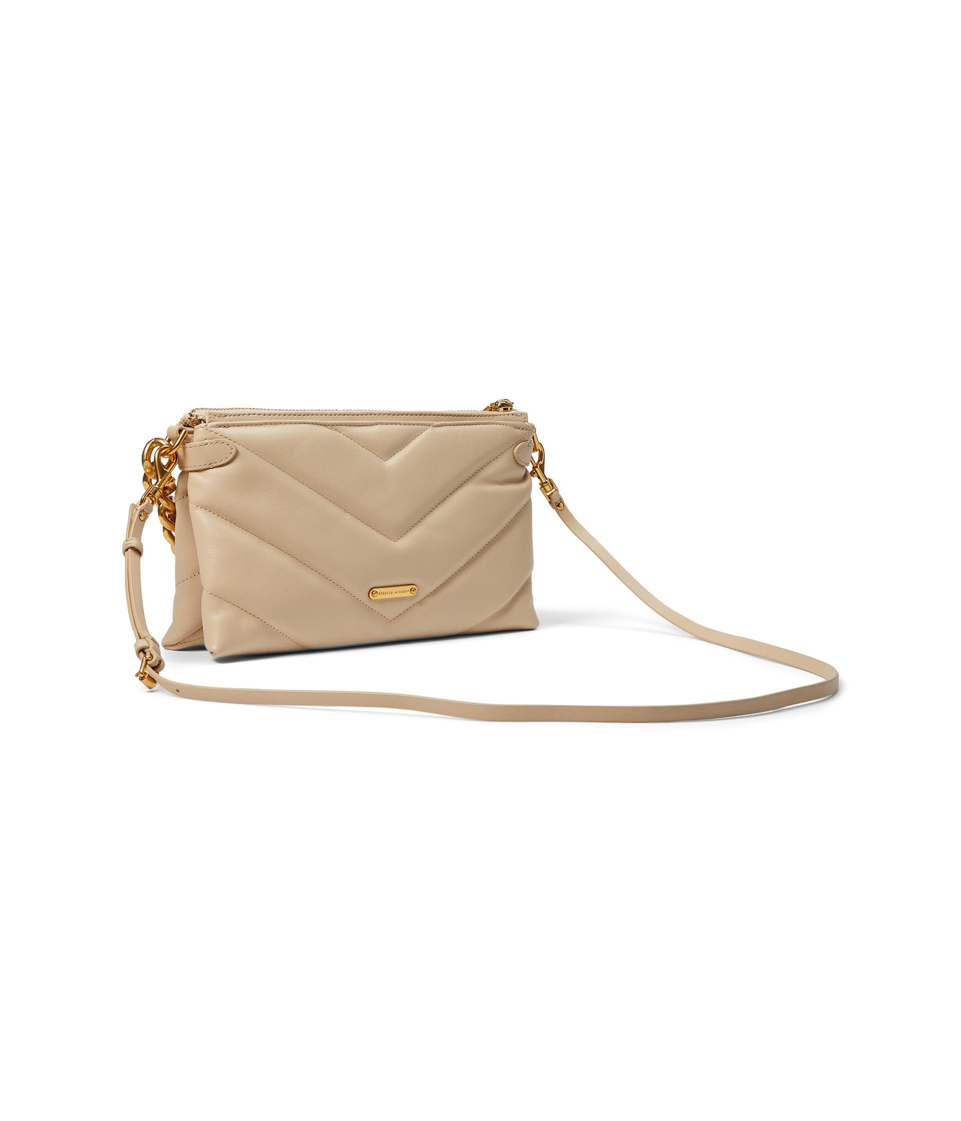 REBECCA MINKOFF Women's Leather Crossbody Bag in Latte Brown - Stylish Shoulder Purse for Everyday Use, Travel & Date Night