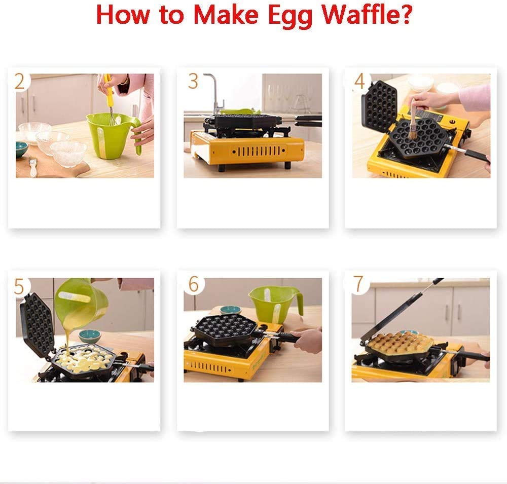 Qiuqiu Aluminum Non-Stick Egg Waffle Pan - Double Sided Bubble Waffle Maker for Hong Kong Style Egg Puffs, Pancakes & Cakes - Perfect for Home Kitchen, Breakfast, Brunch & Dessert Making