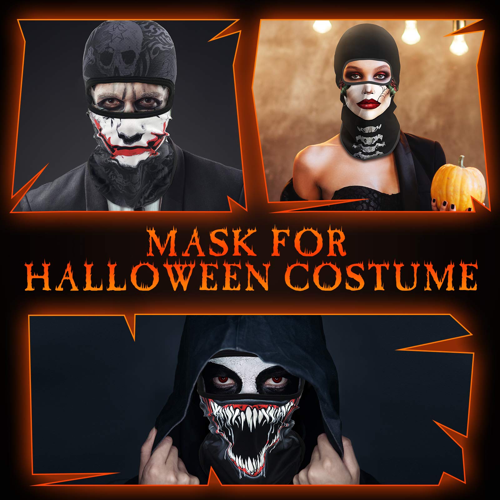 Venswell 3D Skull Balaclava Face Mask - Winter Ski Mask for Cycling, Motorcycle & Halloween Costume - Warm Full Face Cover for Outdoor Sports & Cosplay