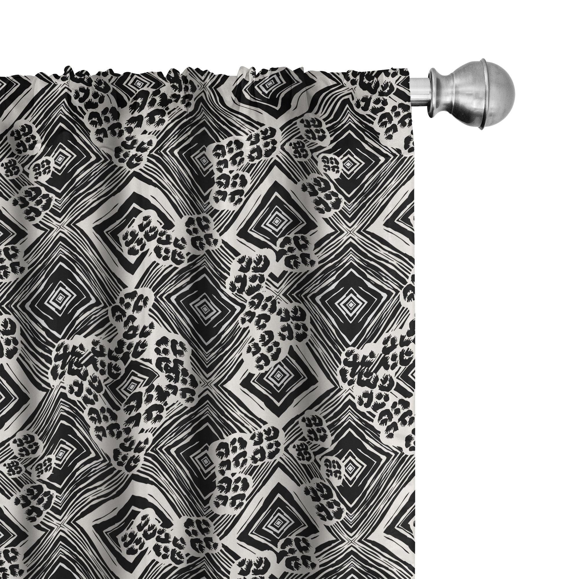 Ambesonne Abstract Ink Brush Curtains - Argyle Concentric Squares & Stain-Look Spots Design - 28